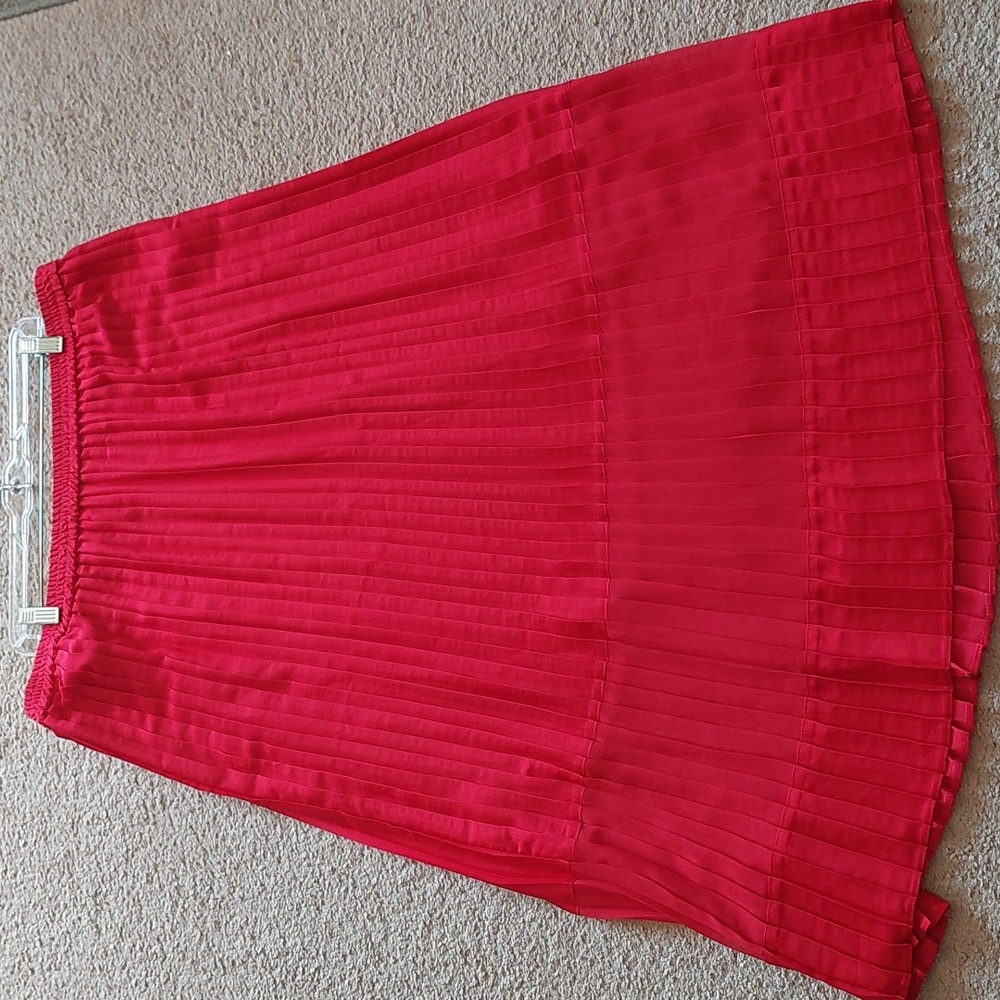 Ulla Popken Red Pleated Semi Sheer Maxi Skirt Sz 20/22